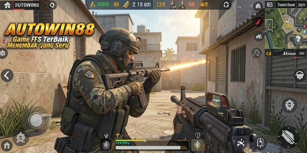 Screenshot gameplay AUTOWIN88 dengan aksi menembak yang mendebarkan.