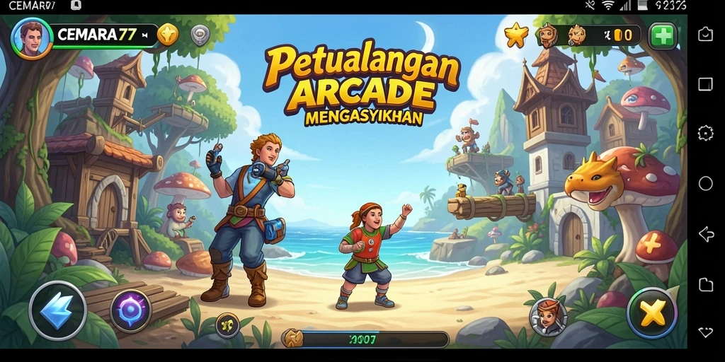 Tampilan gameplay seru dalam CEMARA77 yang menantang.