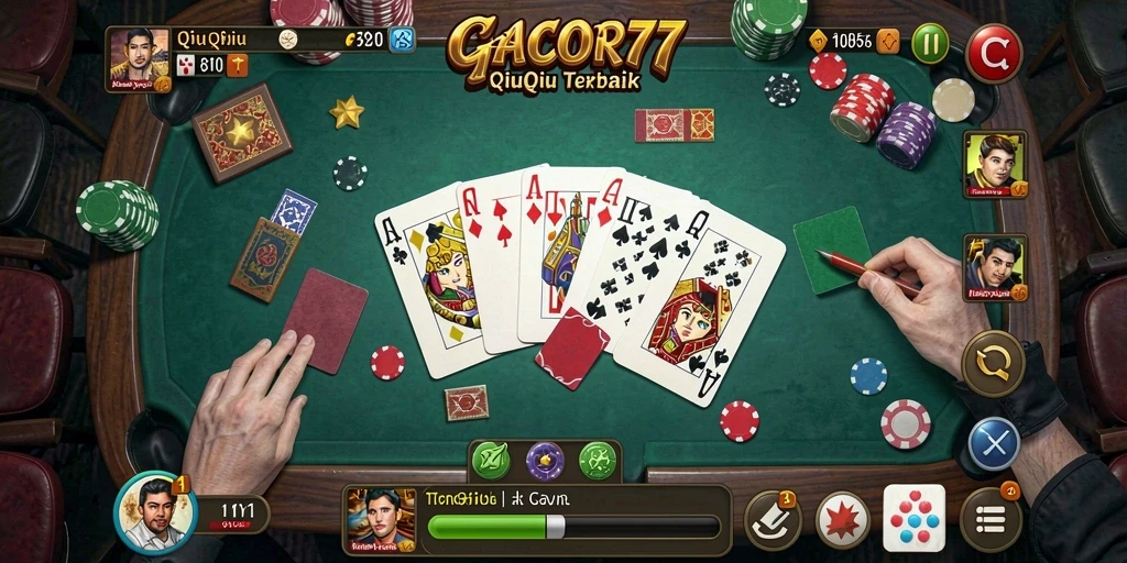 Screenshot GACOR77 menampilkan gameplay seru QiuQiu.