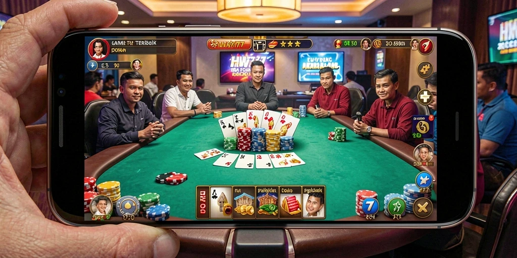 Tampilan menarik dari gameplay Poker di HW777 yang mendebarkan.