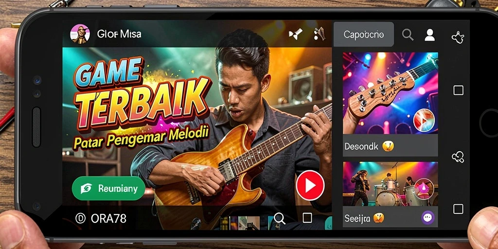 Tampilan gameplay ORA78 yang penuh aksi dan musik.