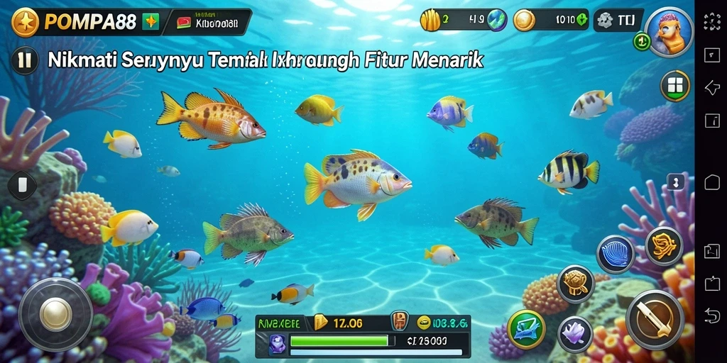 Tampilan gameplay POMPA88 yang seru dan penuh warna dalam Tembak Ikan.