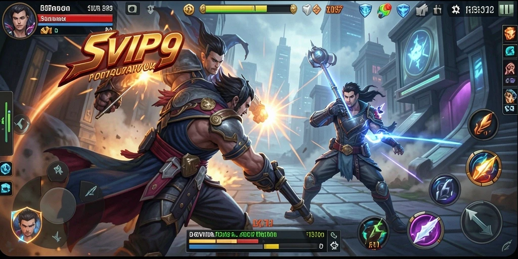 Screenshot gameplay SVIP9 menampilkan aksi pertarungan yang mendebarkan.