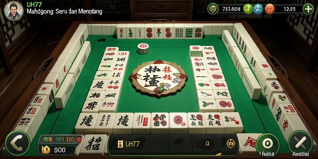 Screenshot UH77 menampilkan pengalaman bermain Mahjong yang seru.