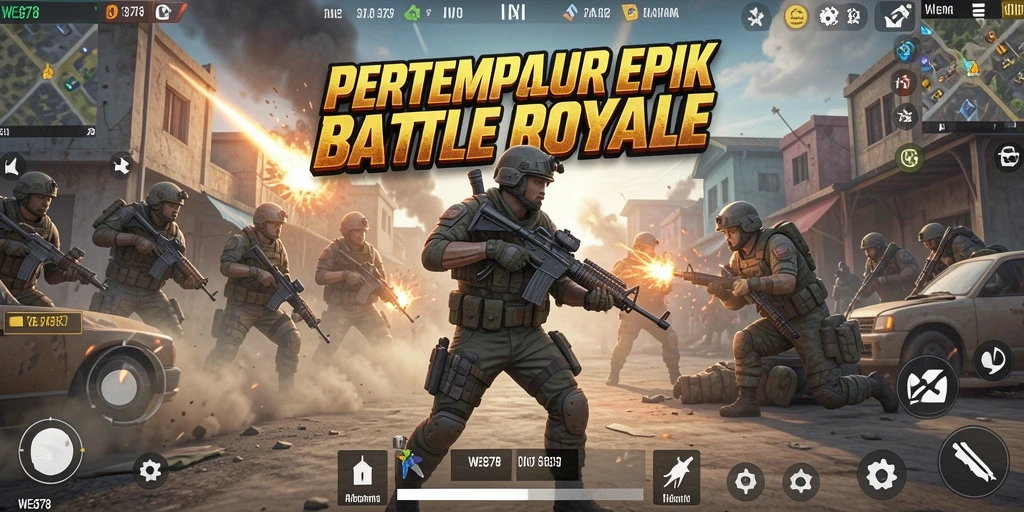 Gameplay seru dalam pertempuran Battle Royale yang mendebarkan.
